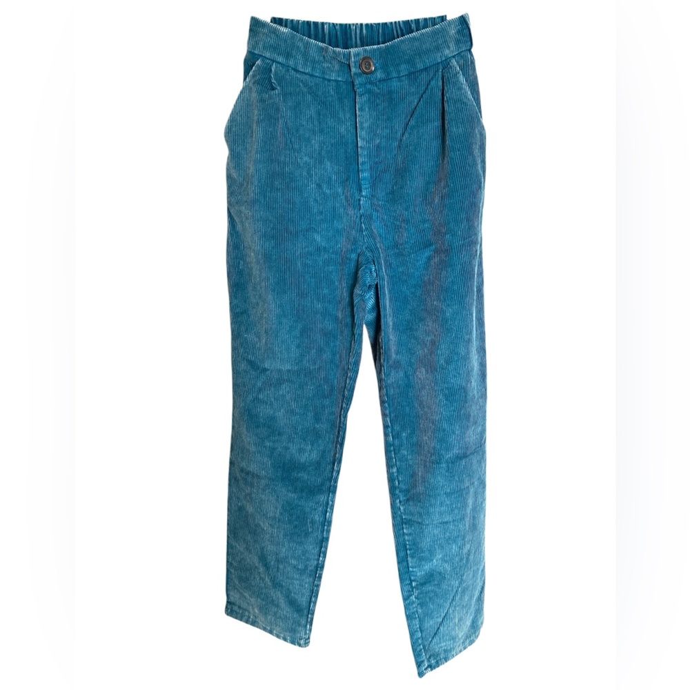 Zenana corduroy pants high rise in teal women's size small NEW